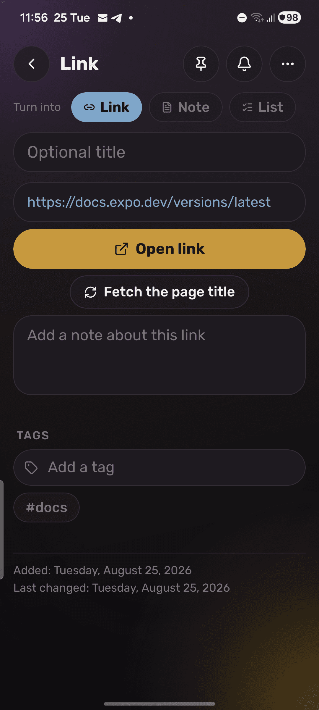 The feed narrowed to one tag, with links auto-tagged by domain