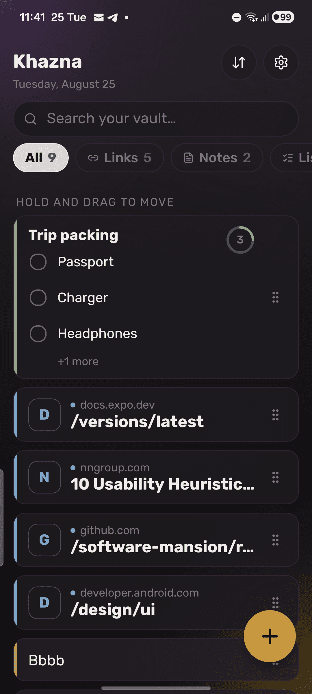Sort by "My order" and drag a row by its grip