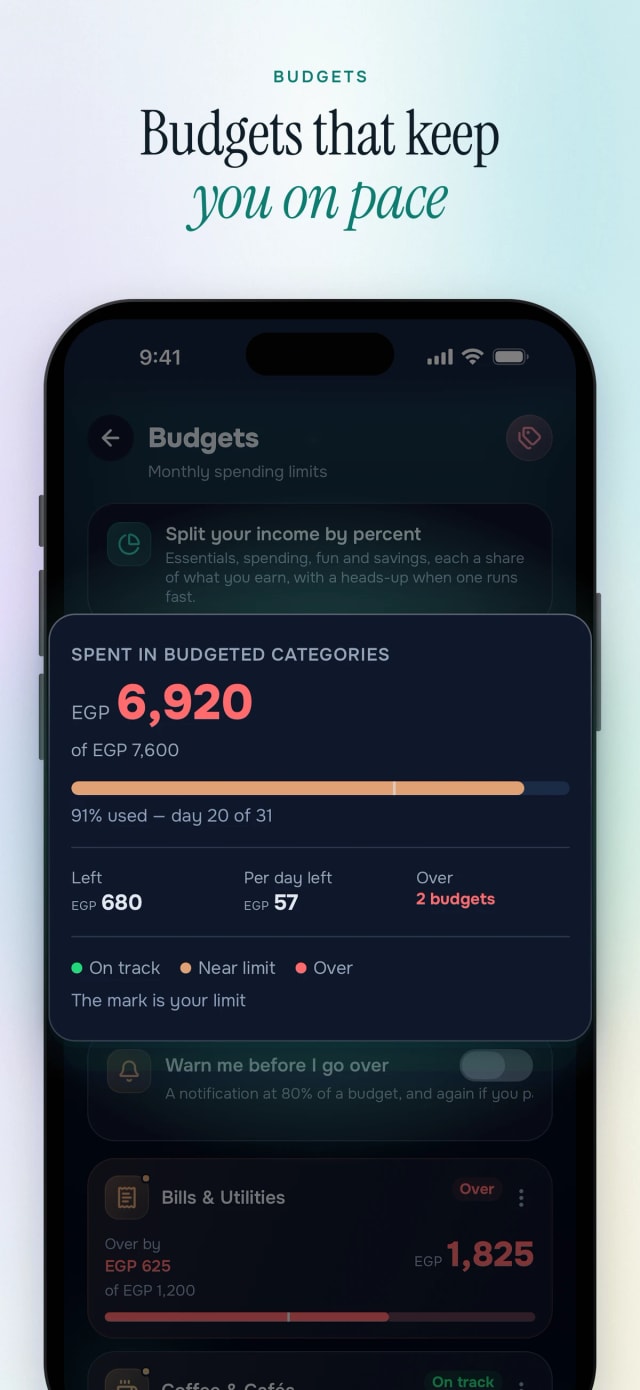 Budgets that keep you on pace, day by day