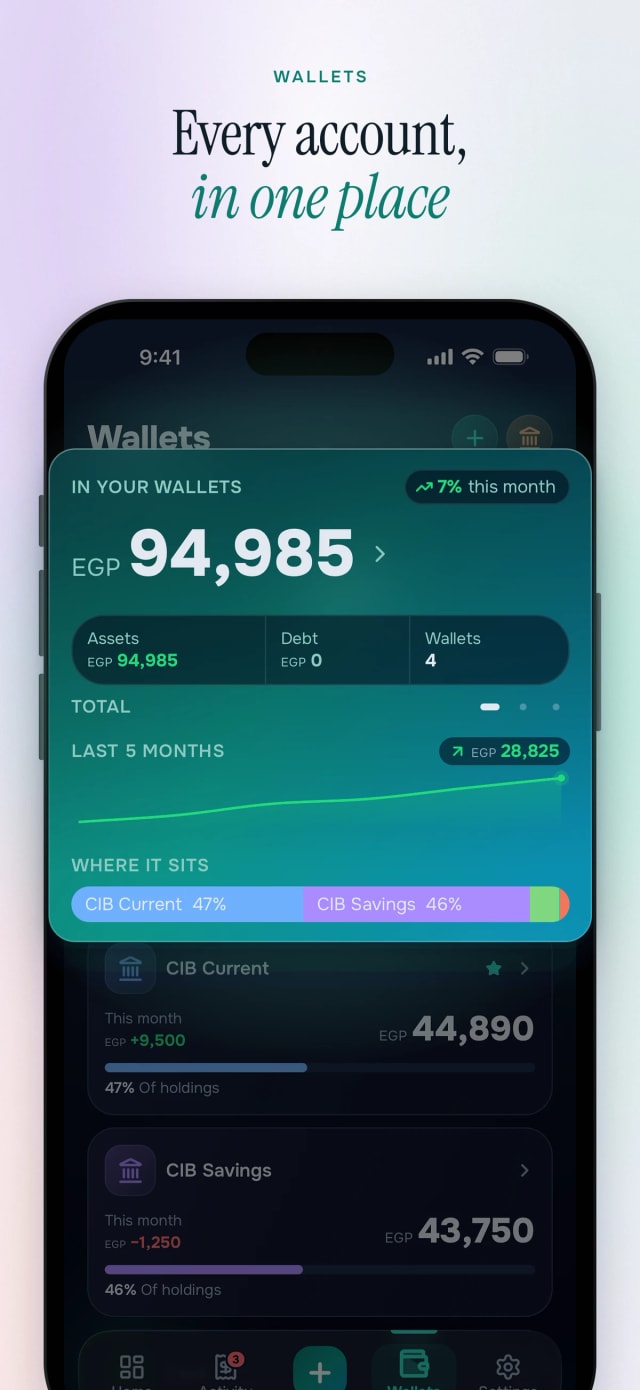 Every account in one place, one net worth