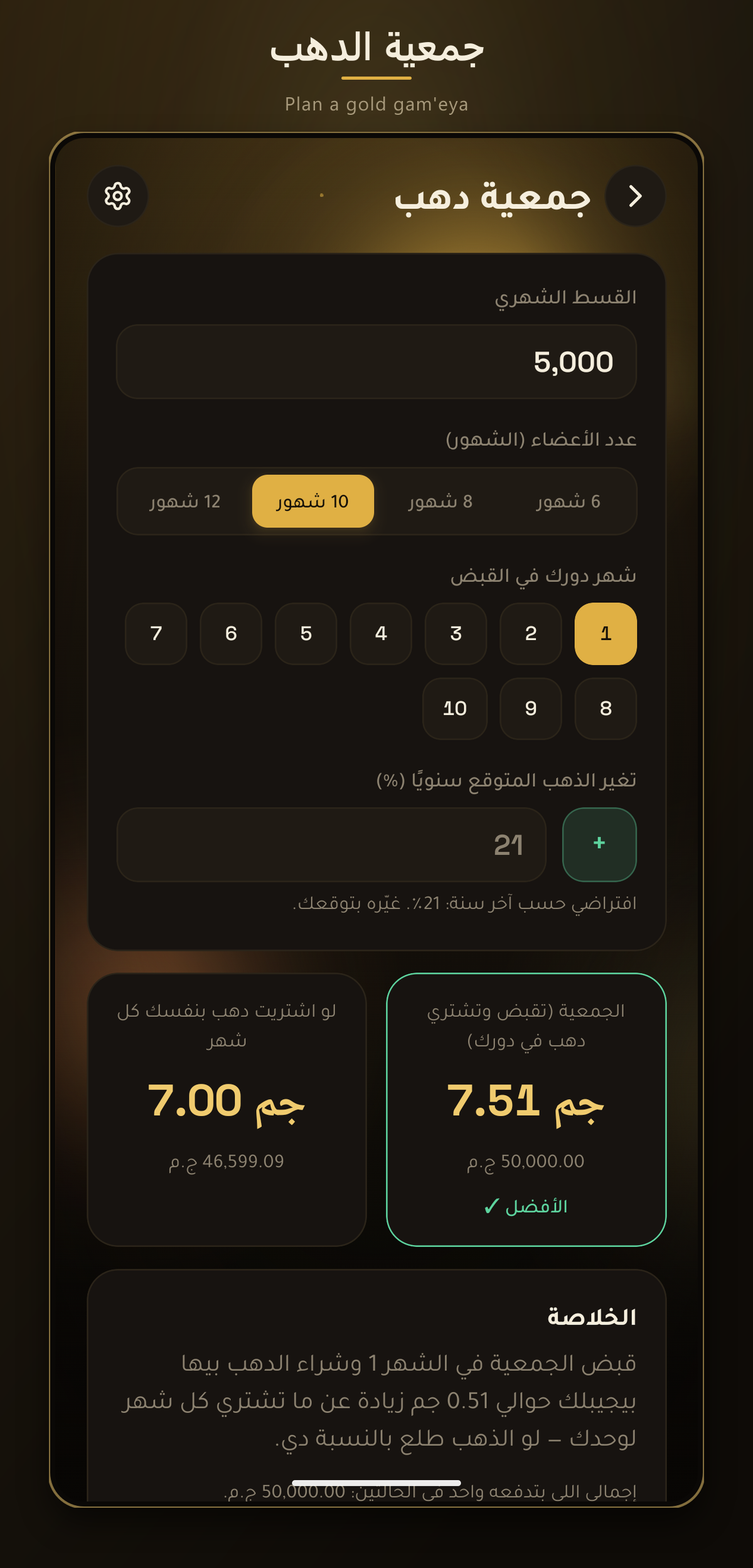 Plan a جمعية in gold